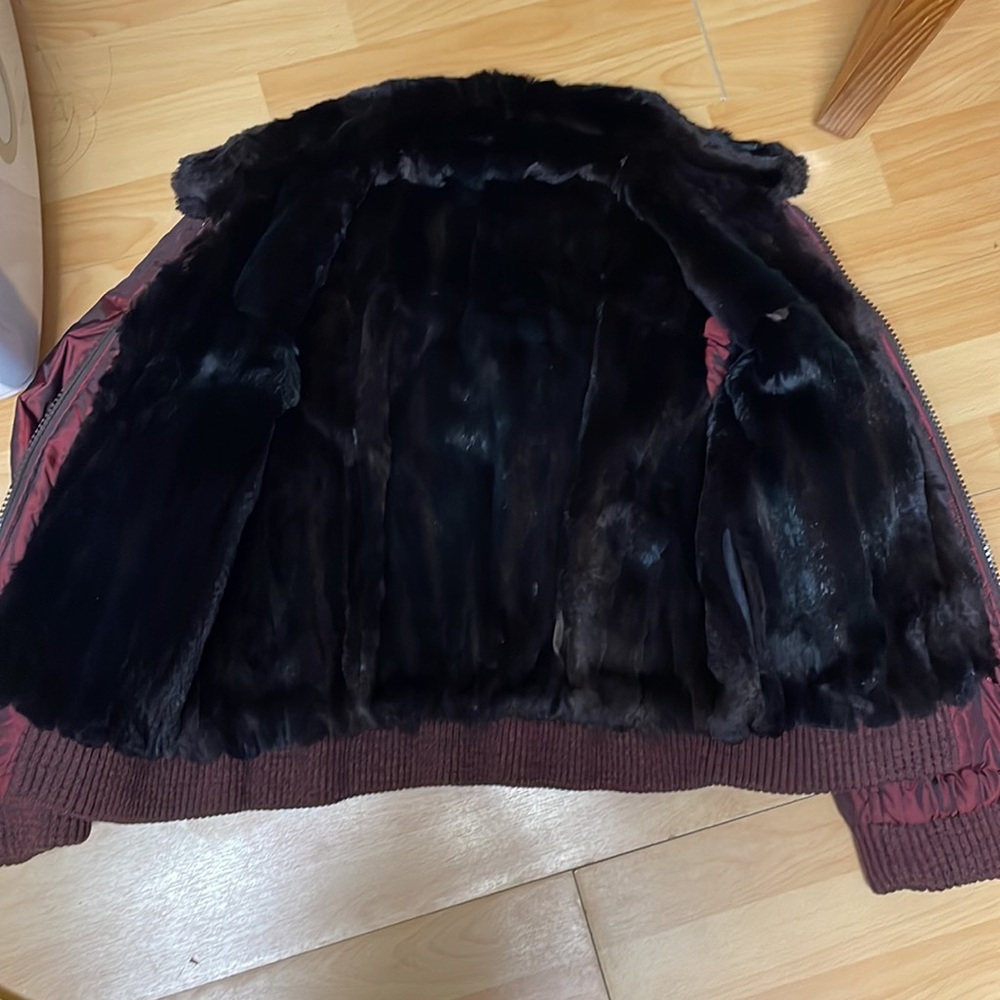 Y2K Rabbit fur & down insulated bomber jacket - Picture 2 of 4